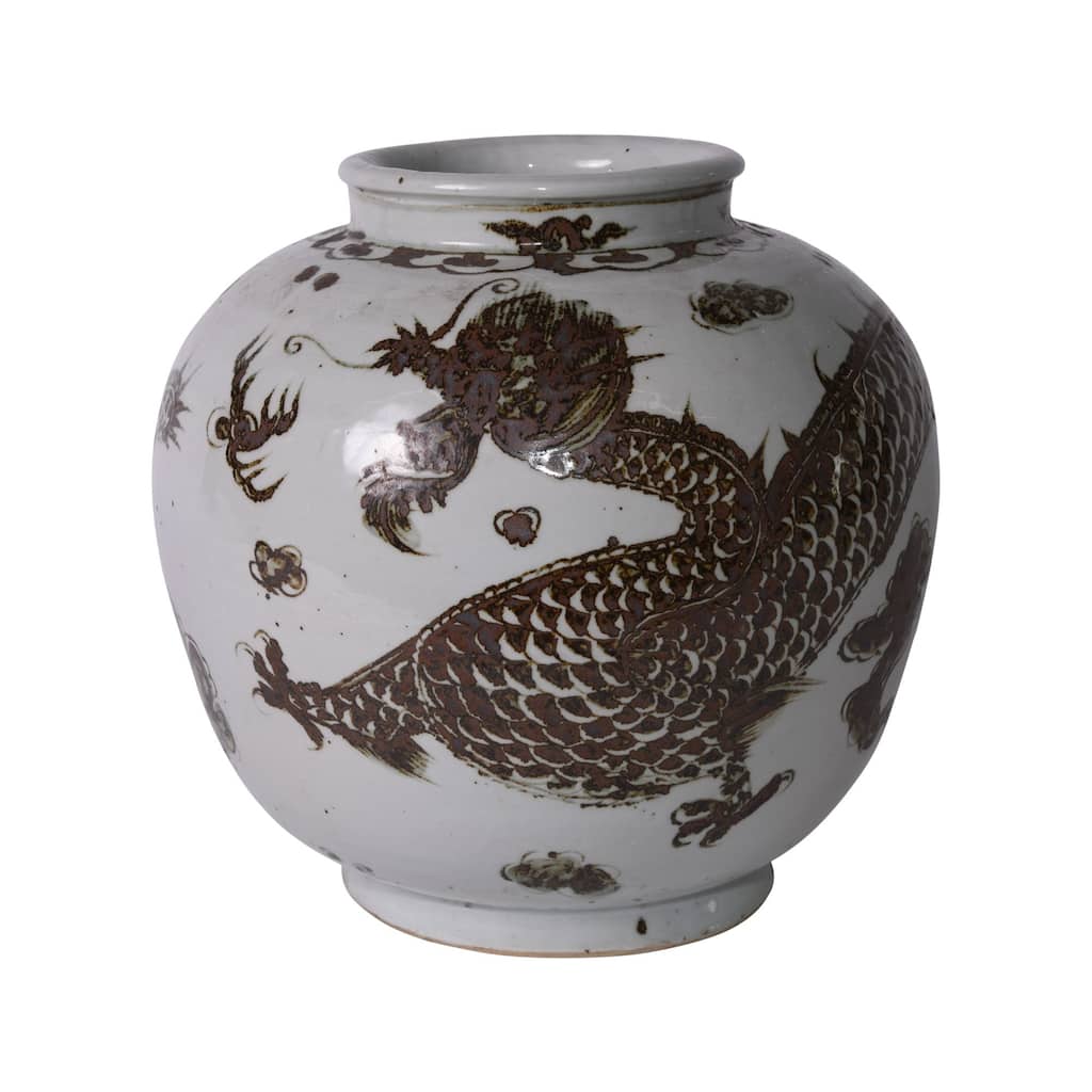Rusty Brown Dragon Open Top Jar - 14x14x15