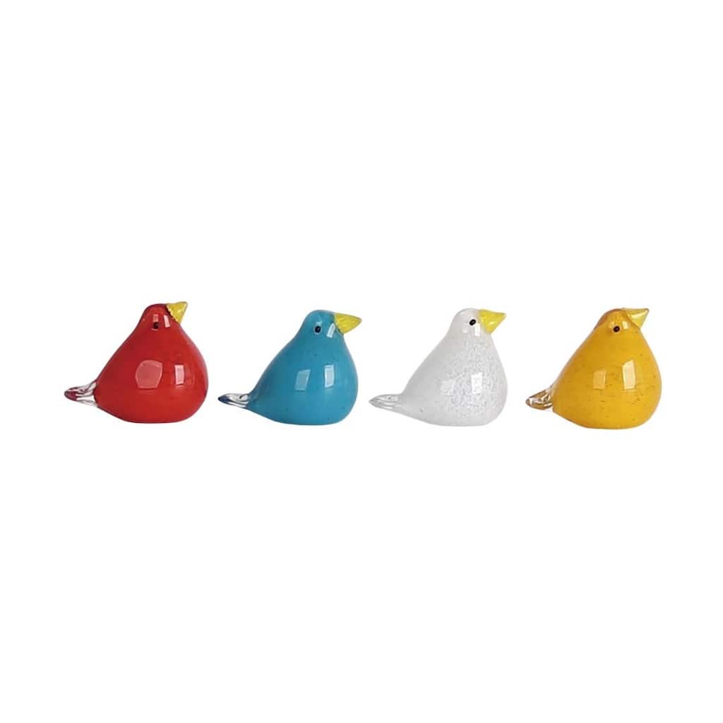 Transpac Glass Mini Colorful Bird Figurine Set of 4 Spring Home Decorations