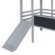 preview thumbnail 17 of 33, Twin Size Loft Bed with Ladder, Slide, Blackboard and Light Strip, Fun House Bed Design Stylish and Easy to Assemble, Grey