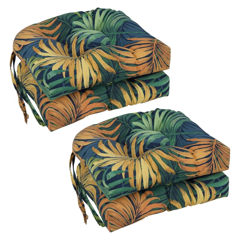 16-inch Rounded Back Tufted Indoor/ Outdoor Chair Cushions (Set of 4) - 16" - Laperta Monsoon