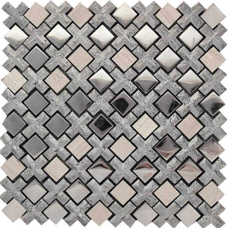 Apollo tile 11" x 11" Nirvana Polished Matte Textured Gray Beige Glass Resin Stone Tile (4.2 sq ft/case) - 5 Pack