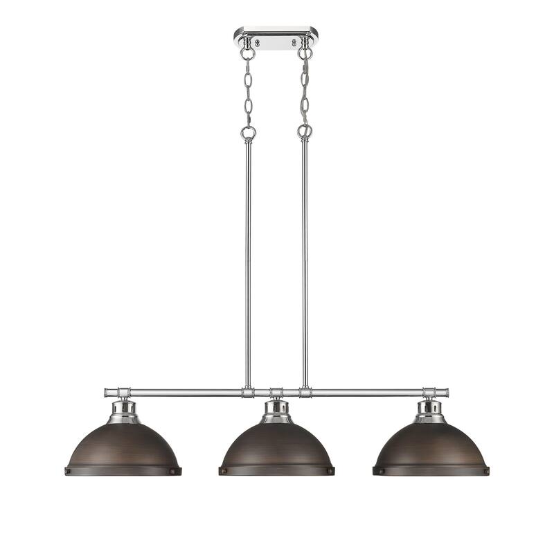 Yep by Golden Lighting Duncan 3-light Island Light in Chrome and Rubbed Bronze shade