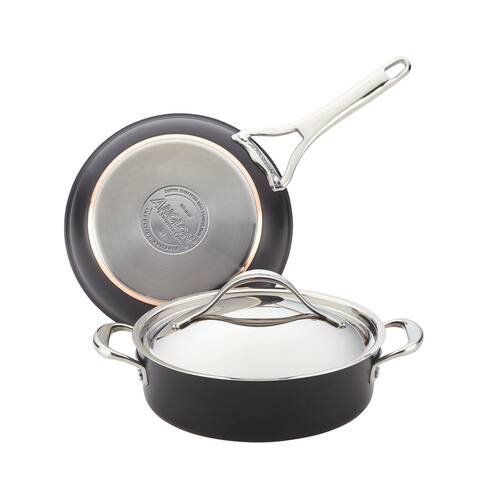 Anolon Nouvelle Copper Hard-Anodized Nonstick Cookware Set, 3 Pc, Onyx