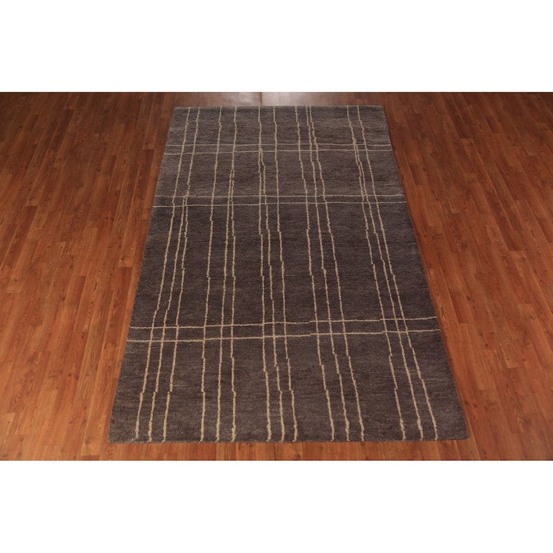 Moroccan Indian Area Rug Handmade Wool Carpet - 5'1" x 7'11"
