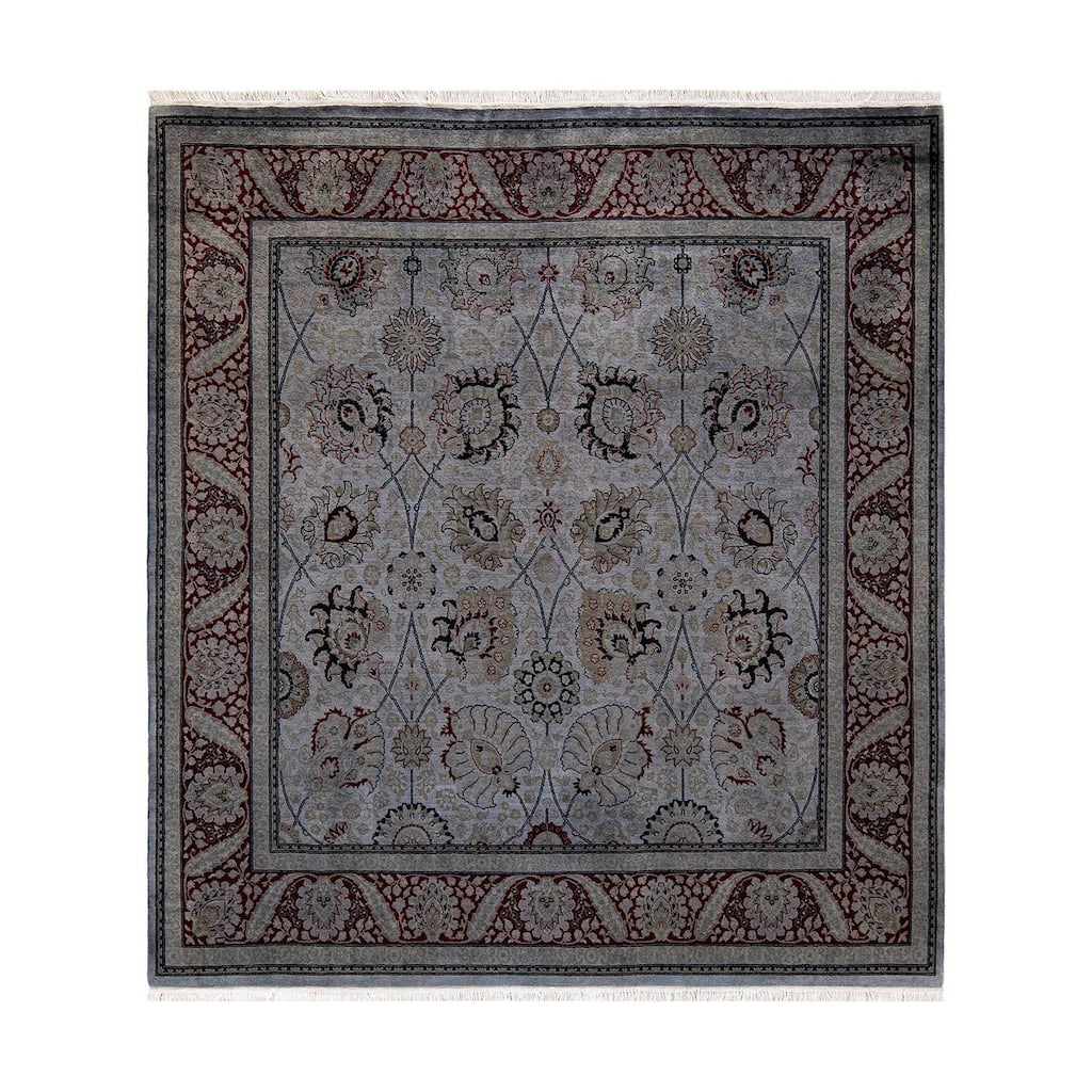 Overton Hand Knotted Wool Vintage Inspired Modern Contemporary Overdyed Gray Square Area Rug - 6' 2" x 6' 5"