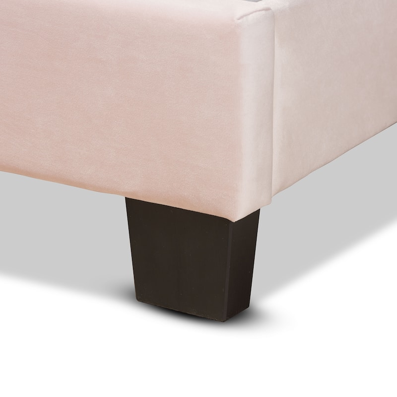 Tamira Contemporary Glam Velvet Fabric Twin Size Panel Bed