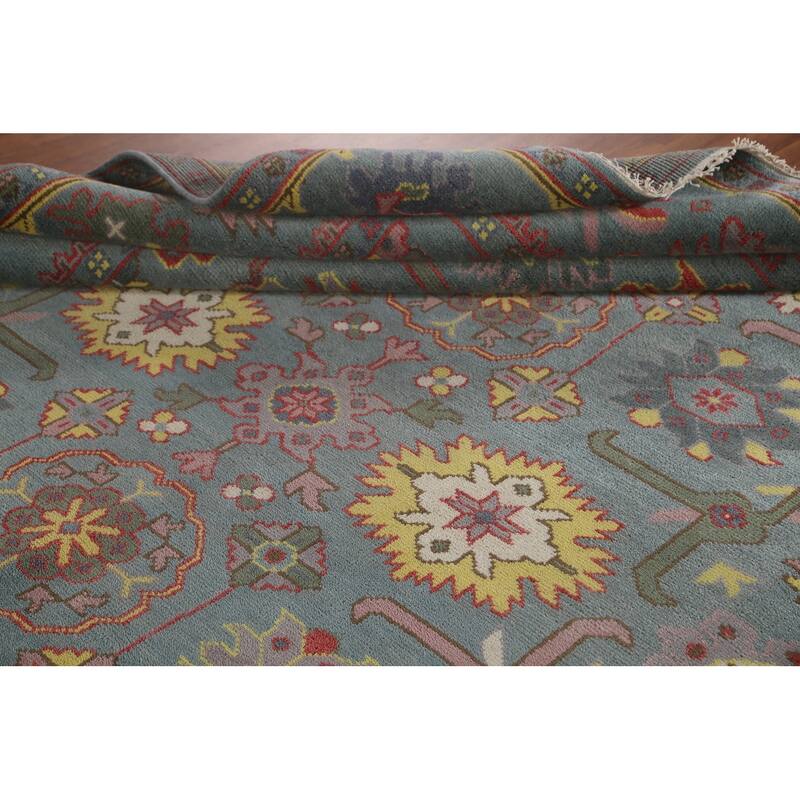 Floral Gray Oushak Area Rug Handmade Wool Carpet - 8'1"x 9'8"