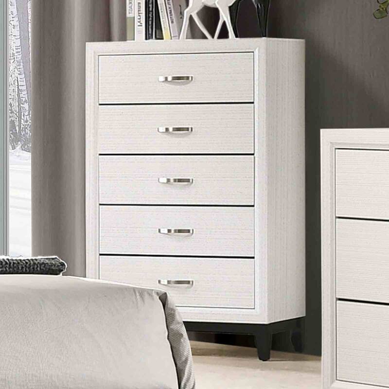 Modern White Finish Two-Tone Bedroom Furniture Set with Panel Bed