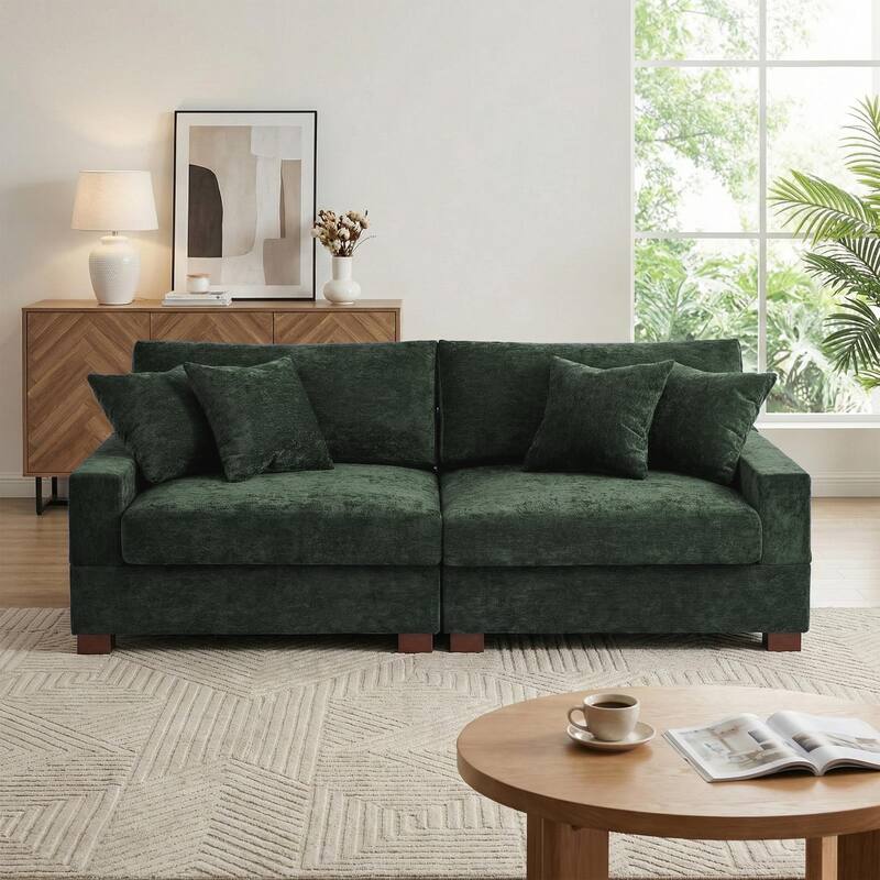 Modern Upholstered Chenille Modular Sectional Sofa with Pillow
