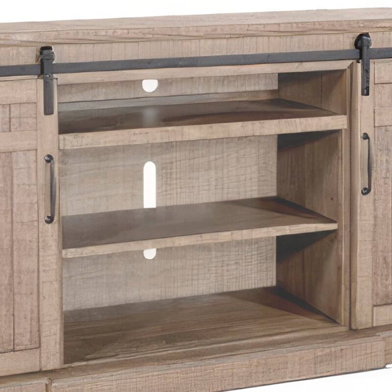 Desy TV Media Console w Fireplace Option, Barn Doors, 78 Inch Brown
