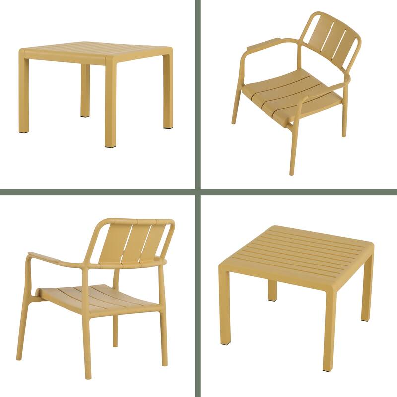 BNK 3 Piece PP Patio Sets, 2 Chairs With Table, Indoor/Outdoor Multi-Purpose Furniture