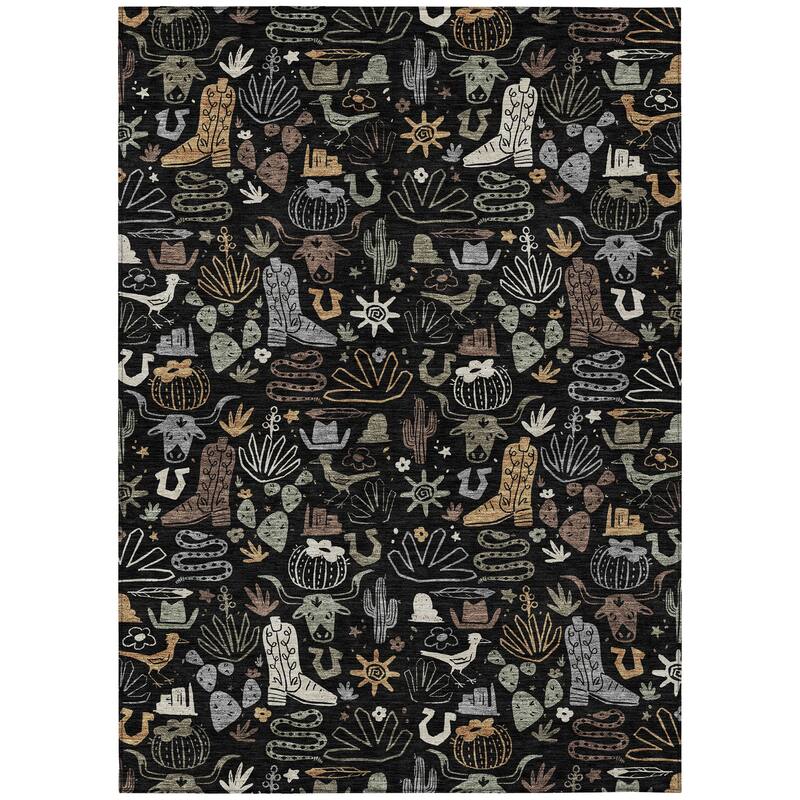 Machine Washable Indoor/ Outdoor Modern Ranch Chantille Rug