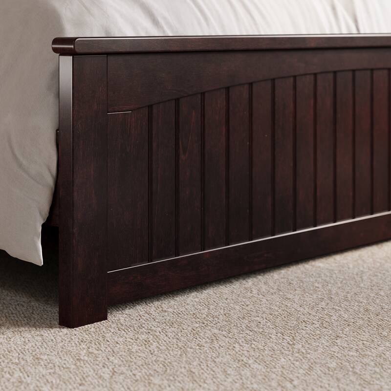 Naples Solid Wood Low Profile Platform Bed with Matching Footboard