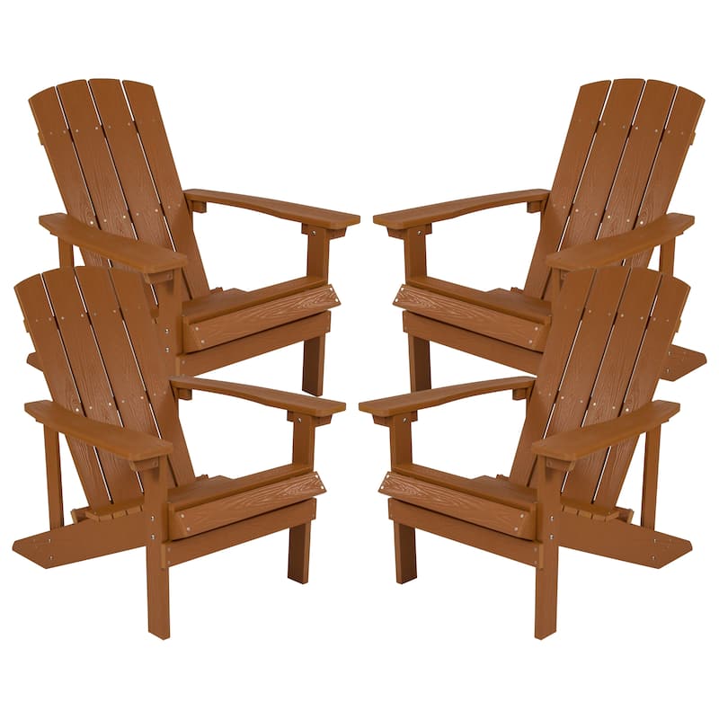 All-weather Poly Resin Wood Outdoor Adirondack Chair (Set of 4) - Teak