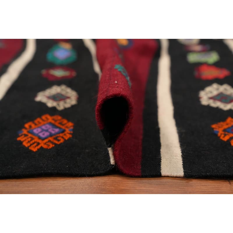 Hand Woven Oriental 100% Wool Carpet Southwestern Tribal Red Kilim Area Rug - 9' 4'' X 5' 4''