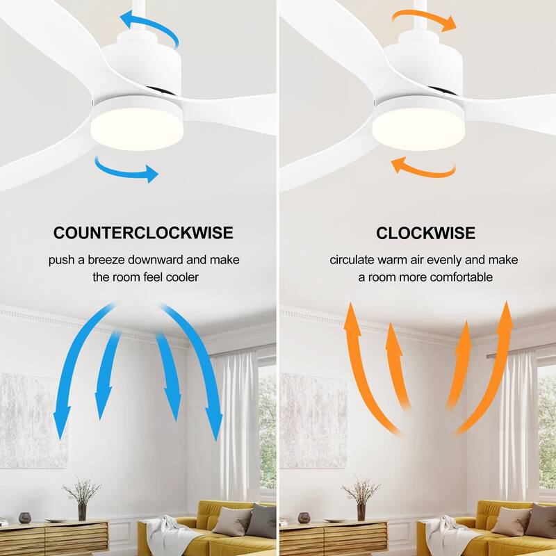 52 Inch Gold LED Ceiling Fan with Lights Remote(3-Blade)