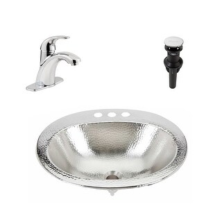 Seville Nickel 20" Oval Drop-In Bath Sink with Parisa Faucet Kit