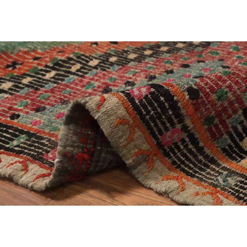 Hand Woven Oriental 100% Wool Carpet Southwestern Tribal Multi-Colored Kilim Area Rug - 9' 2'' X 5' 8''