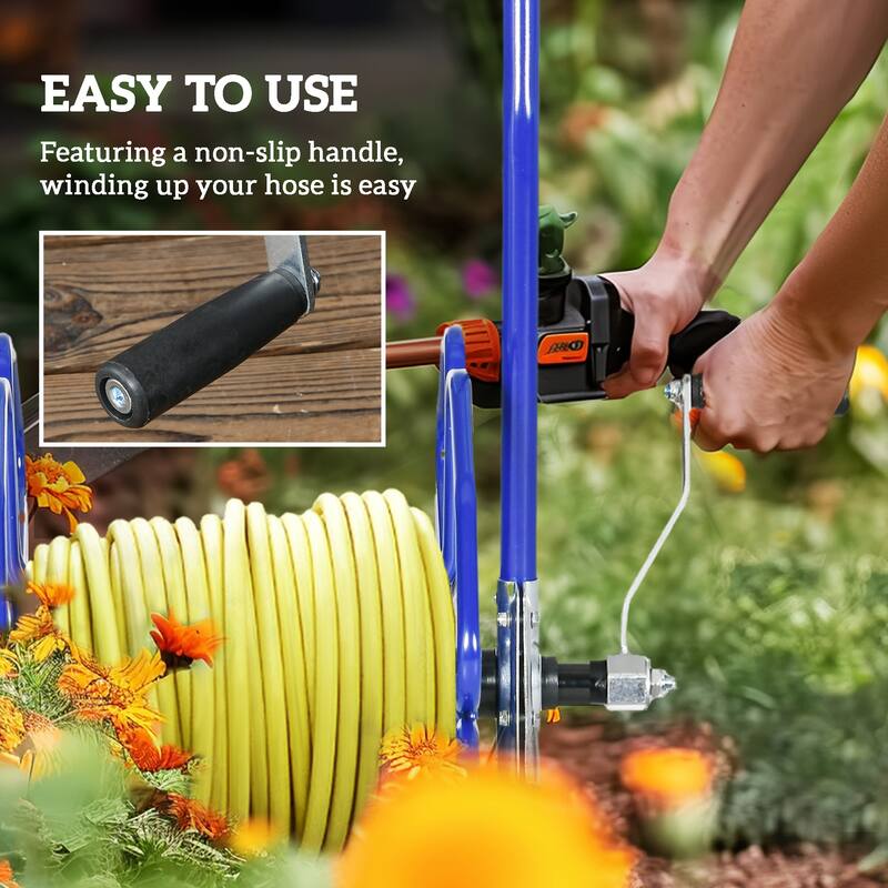 Outsunny Garden Hose Reel Cart, Hold Up to 98' of 5/8" Hose (Hose Not Included), Portable Water Hose Cart with Wheels for Yard