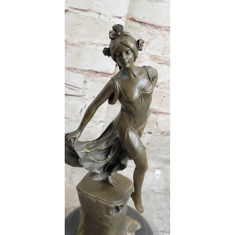 Handmade Detailed Collector Collectible Dancer By Vallet Bronze Sculpture Home