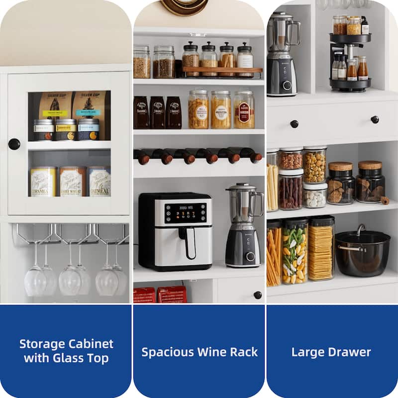 Moasis 71''H Kitchen Pantry Storage Cabinet - 40.9"L x 15.7"W x 71"H