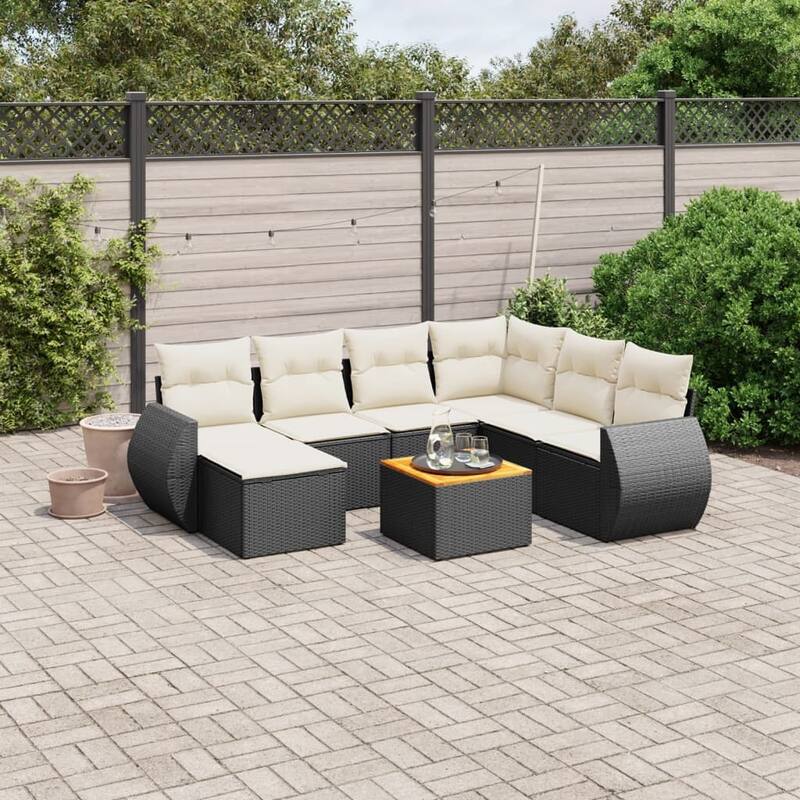 vidaXL Garden Sofa Set Black - 21.7 x 21.7 x 14.6 - Black and cream Large  - form2