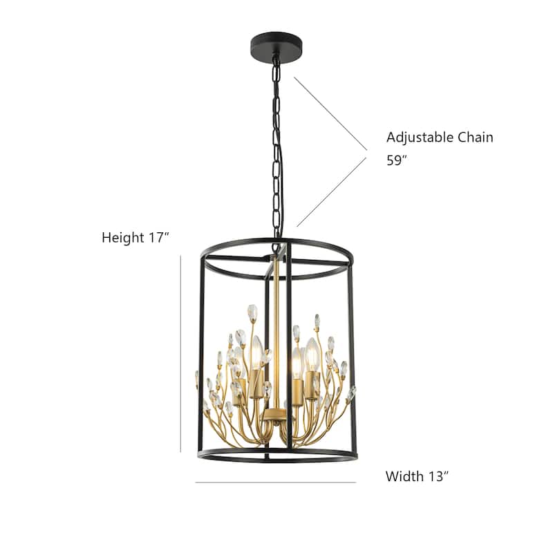 Nova 4-Light Modern Glam Crystal Chandelier - 13 In. Wide