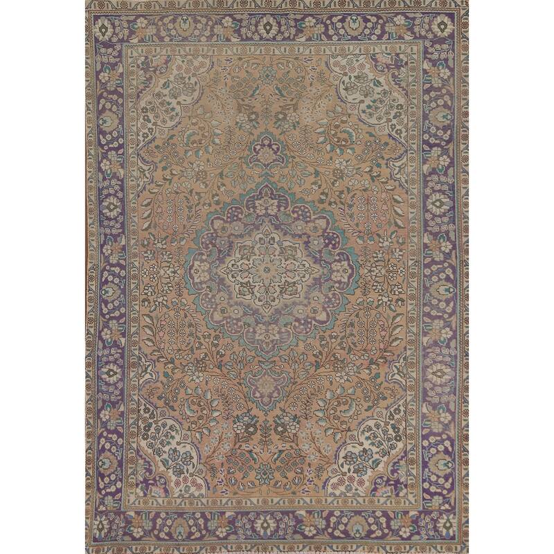 Tabriz Persian Vintage Area Rug Handmade Bedroom Wool Carpet - 6'6"x 9'8"