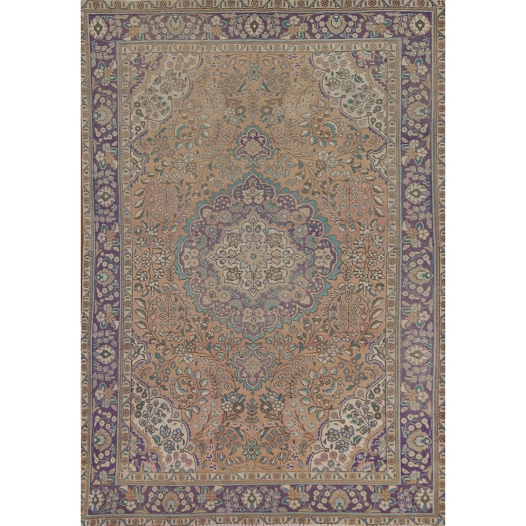 Tabriz Persian Vintage Area Rug Handmade Bedroom Wool Carpet - 6'6"x 9'8"