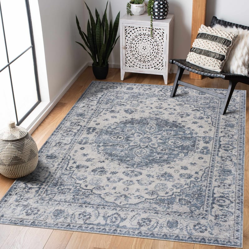 Hauteloom Manhattan Machine Washable Oriental Persian Medallion Vintage Distressed Area Rug