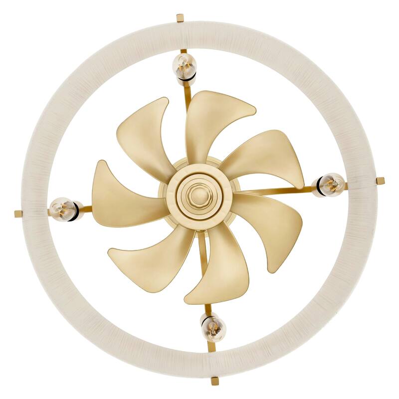 18" 7-Blade Rope Caged Ceiling Fan with Light Kit and Remote Control