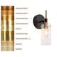 preview thumbnail 9 of 18, Modern Farmhouse 1-Light Black Gold Wall Sconce Light Fixture with Glass Shade