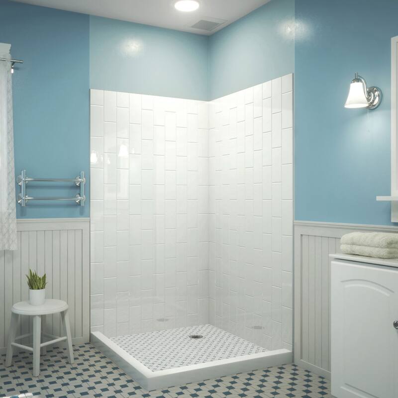DreamLine QWALL-VS 41-1/2 in. D x 41-1/2 in. W x 76 in. H Acrylic Corner Backwall Kit - White