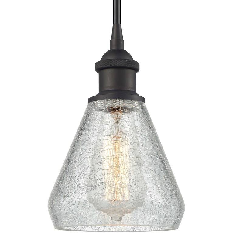Innovations Lighting Conesus 6" Wide Mini Pendant - Oil Rubbed Bronze / Clear Crackle