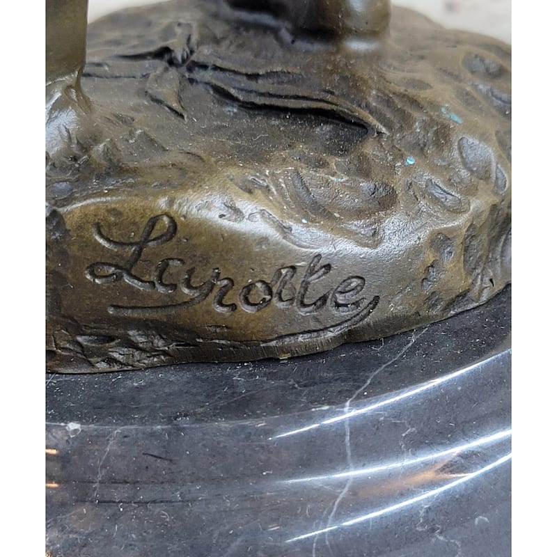 Young Girl Child Holding Kitten Imitative Cat - Bronze Sculpture Vintage Reproduction Art