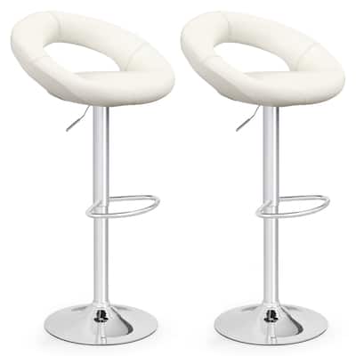 Gymax Set of 4 Adjustable Bar Stools Swivel Pub Chairs Barstools PU - See Details