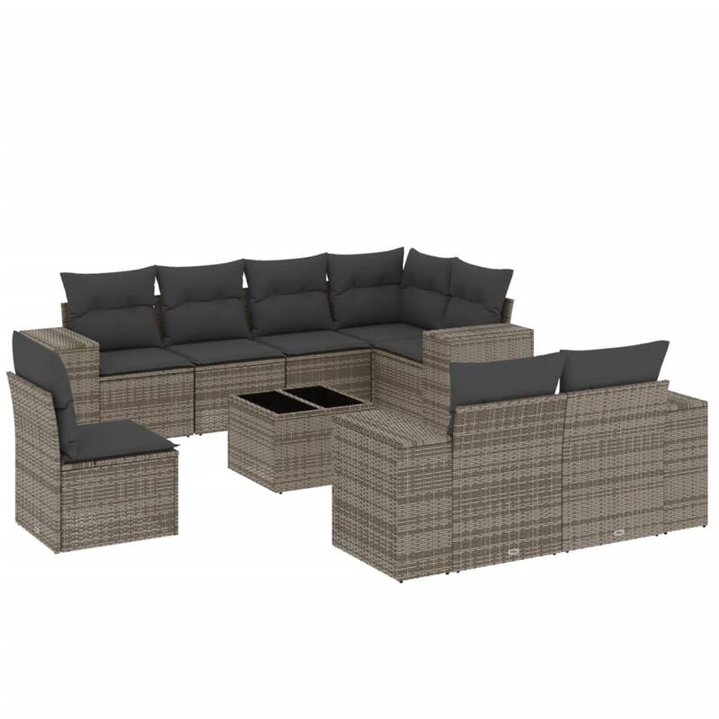 vidaXL Patio Sofa Set with Cushions Outdoor Conversation Furniture Poly Rattan