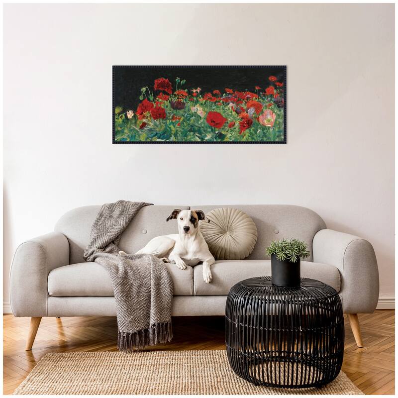 Kate and Laurel Poppies 1886 John Singer Sargent PANEL by Nostalgia Prints Framed Canvas Wall Art Print