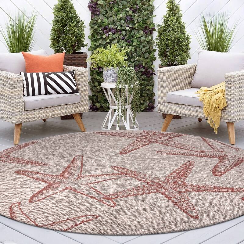 Sevita Callie Nautical Starfish Performance Indoor/Outdoor Area Rug