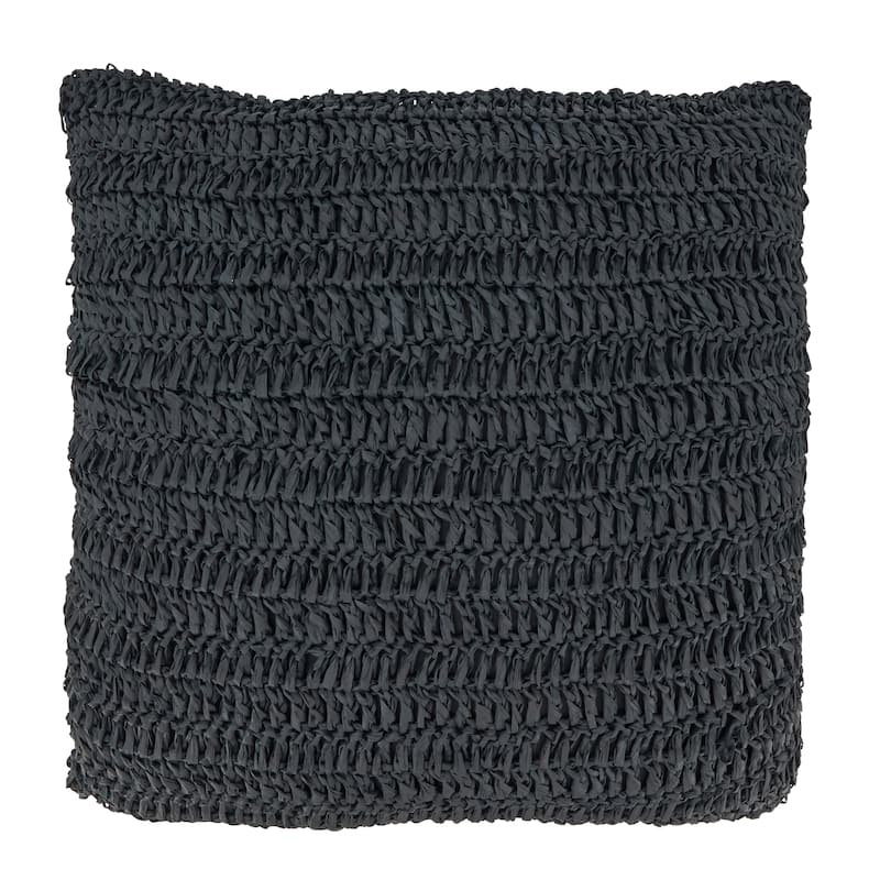 Outdoor Zen Raffia Poly Filled Throw Pillow - 18"x18" - Polyester - Black