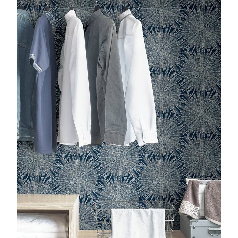 LiLi WhittWhitt Navy Sunburst Peel & Stick Wallpaper