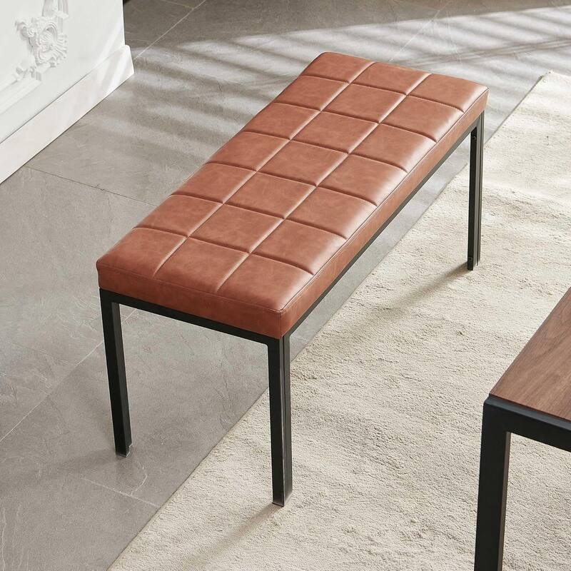 Howtai 36.6" Upholstered Leather PU Dining Bench