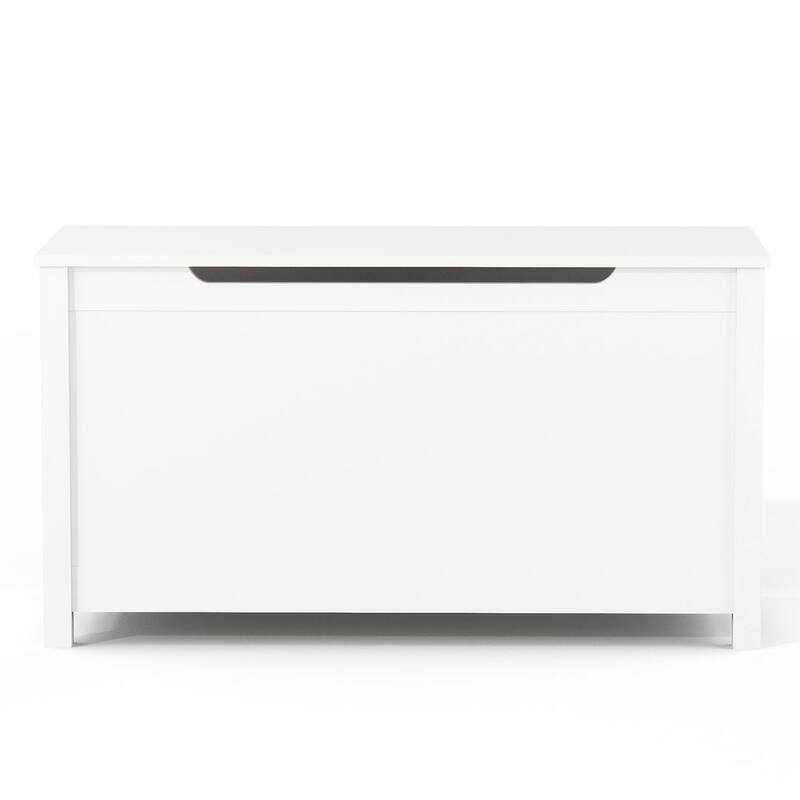Wooden Toy Box Kids Storage Chest Bench W/ Safety Hinged Lid