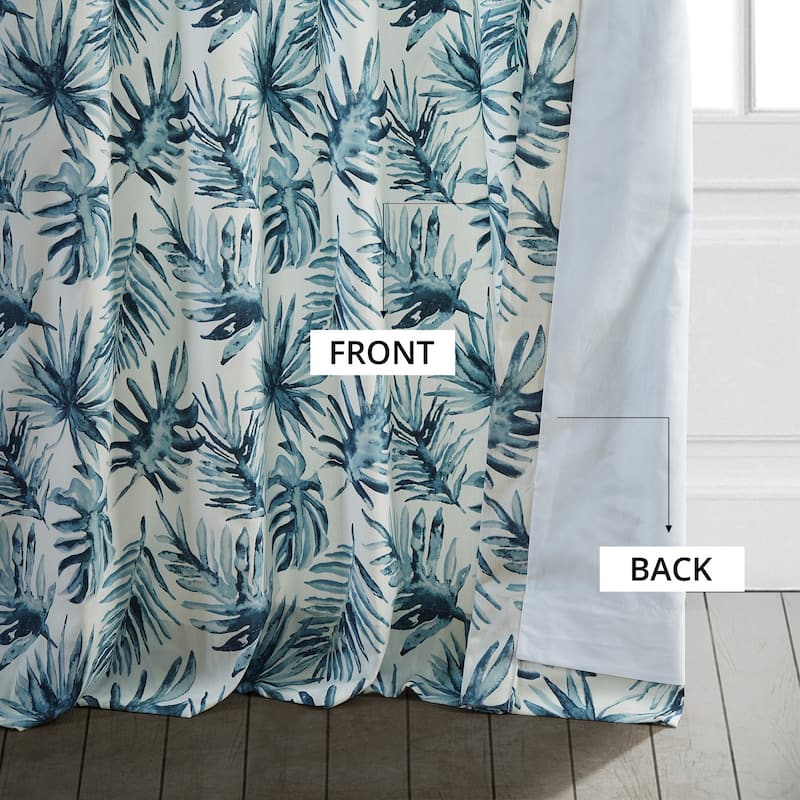 Exclusive Fabrics Coastal Leaf Cascade Printed Cotton Room Darkening Curtain (1 Panel)