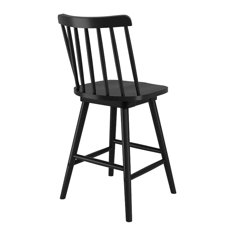 Modern 24″ Windsor Swivel Wooden Counter Height Bar Stool with Ergonomic Back