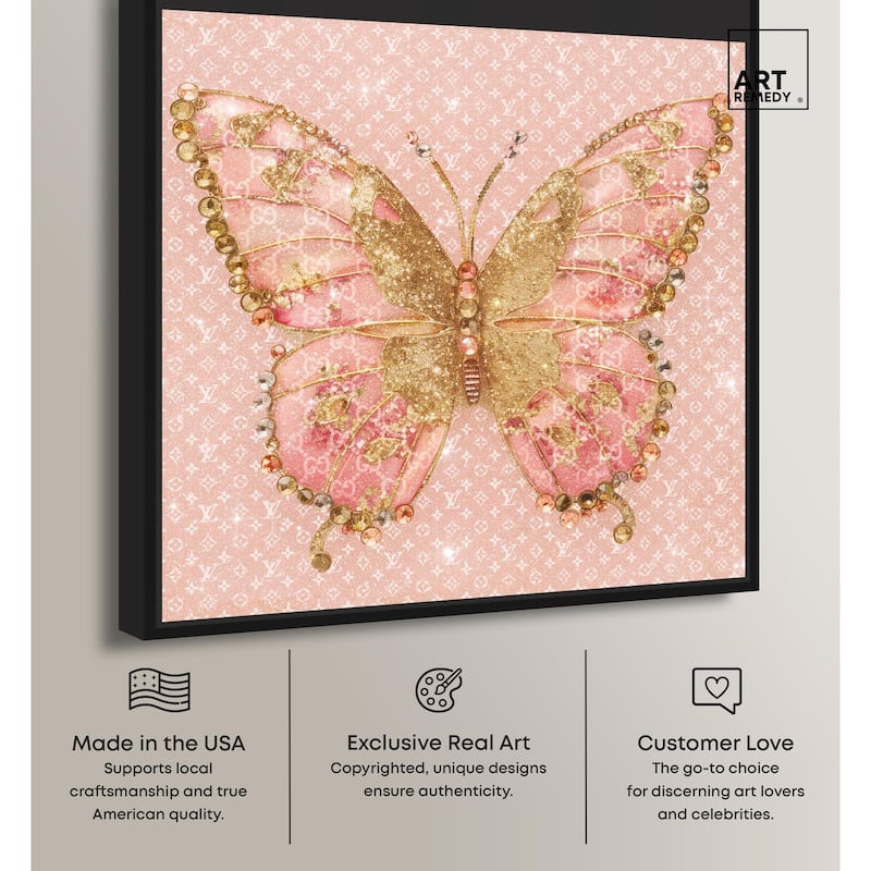 Glittering Elegant Butterfly Blush Canvas by Art Remedy