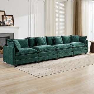 Oversized 4 Seater Cloud Couch, 149" Chenille Fabric Sectional Sofa ...
