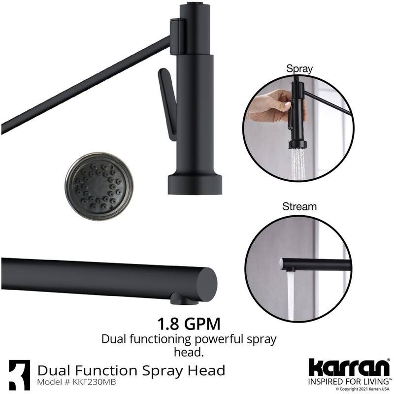 Karran USA KKF230 Tumba 1.8 GPM Single Hole Pre-Rinse Pull Down