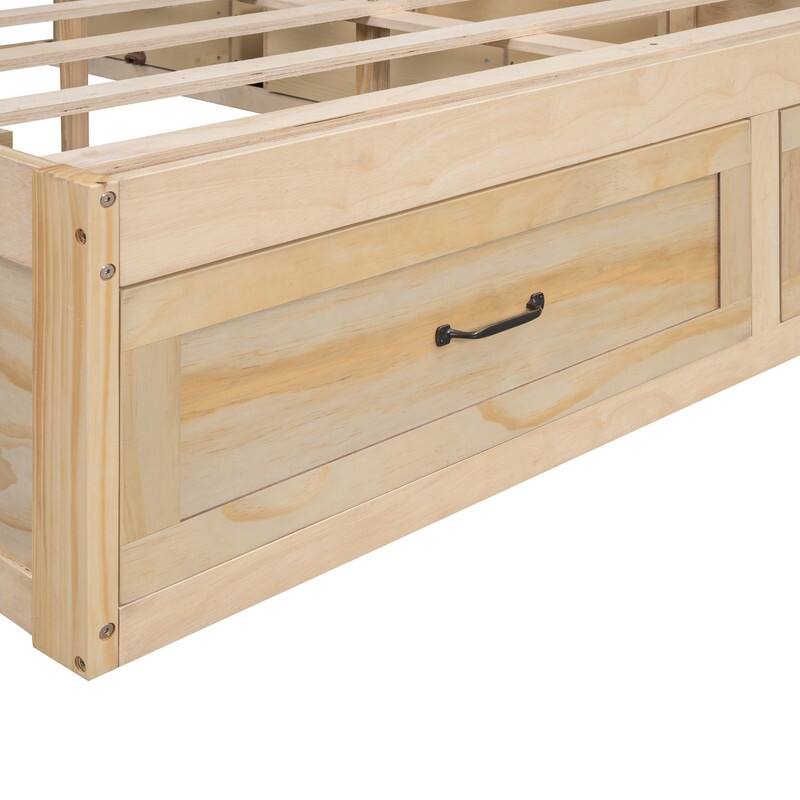 Full Size And Queen Size Platform Bed with 6 Storage Drawers,Antique White