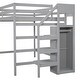 preview thumbnail 8 of 18, Solid Wood Loft Bed Frame with Built in Storage Wardrobe,Full Size